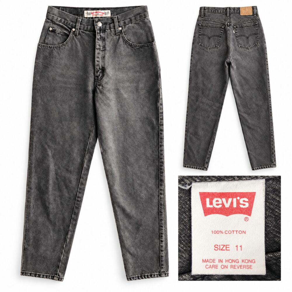 VTG Levis Silvertab 900 S Black High Rise Tapered Leg Denim Jeans Womens 11